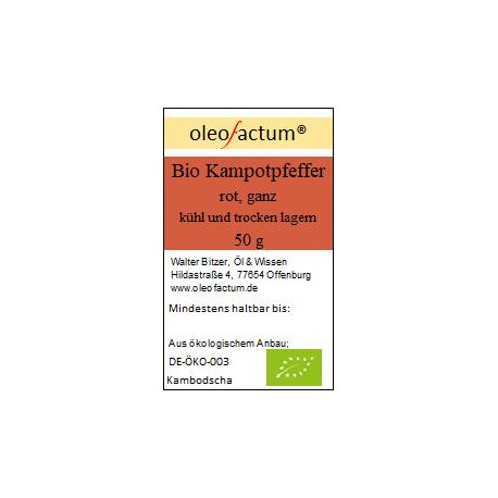 Bio Kampot Pfeffer, rot, ganz 50 g