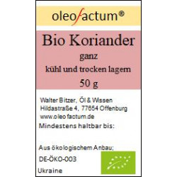 Bio Gewürz Koriander, ganz 50 g