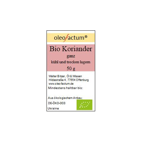 Bio Koriander, ganz, Ukraine 50 g