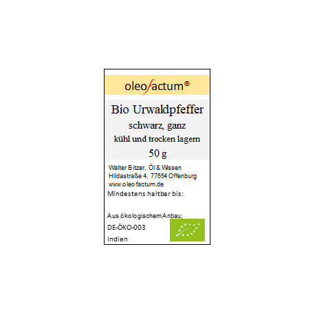 Bio Pfeffer Malabar, ganz, schwarz 50 g